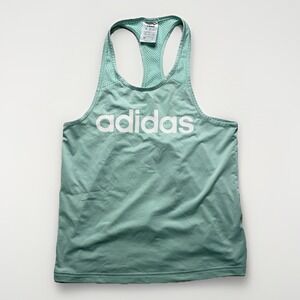 Adidas Climalite Racerback Tank Top S Mint Green Split Back Gym Running Yoga